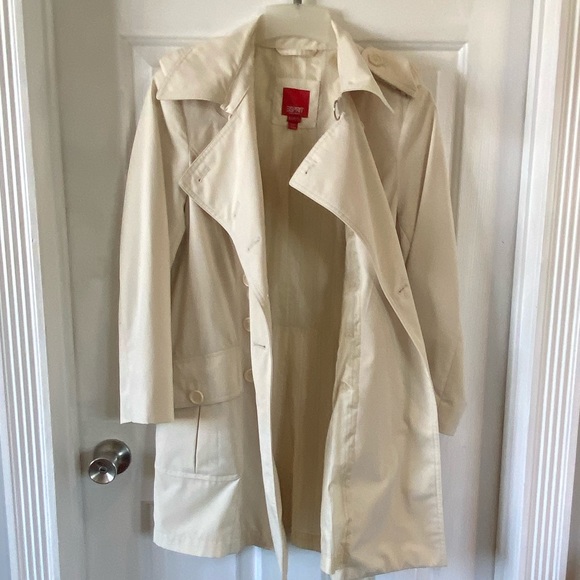 Esprit Trench Coat Off White Button Up Belted Size M - Picture 11 of 12
